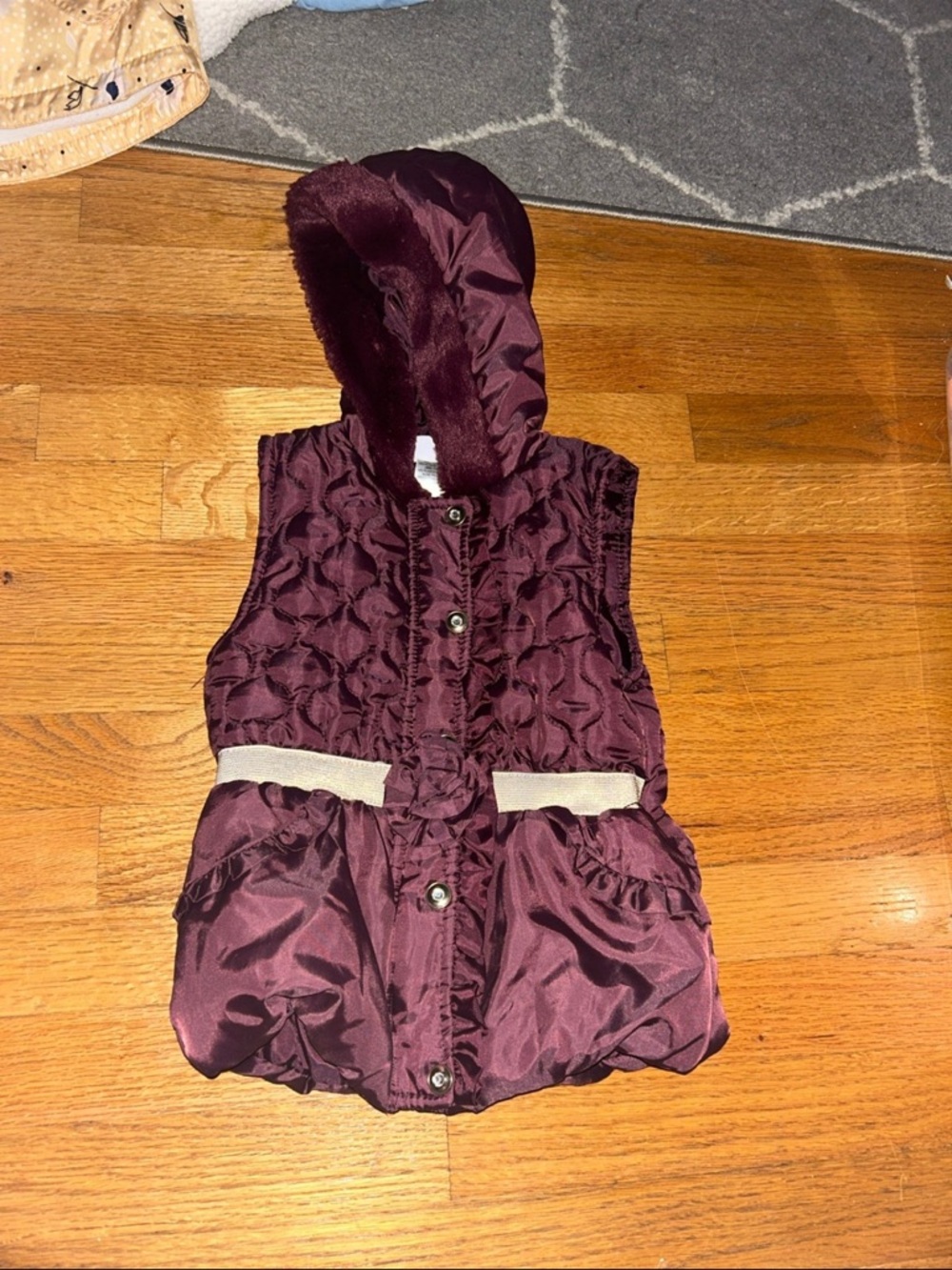 Little Lass Burgundy Hooded Puffer Vest